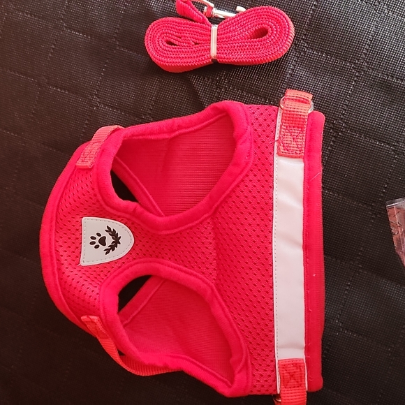 Pet harness with leash Red or Black All Sizes with Reflectors New - Picture 3 of 10